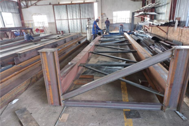 Village Mall Klerksdorp — Fabricated steel beams in the workshop