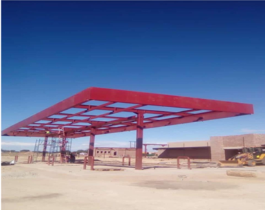 Puma Garage — Stella — Main canopy steel frame — red-oxide primer