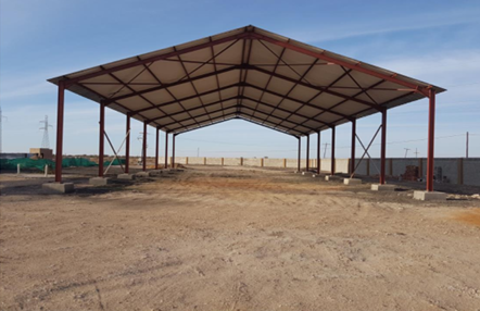 Bono Lodge — Completed shelter — front elevation
