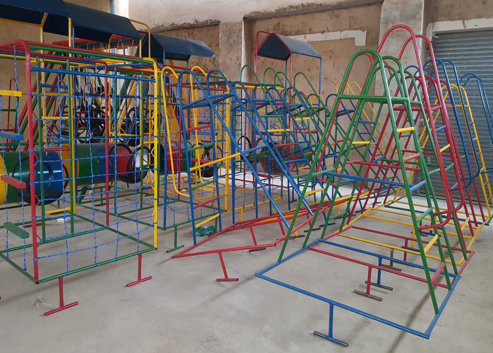 Jungle Gyms & Swings — Finished frames & slides ready for dispatch