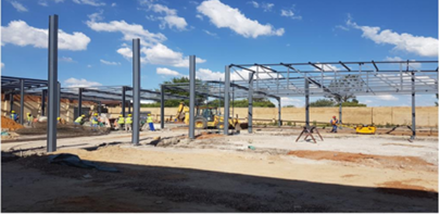 Station Road Complex — Mafikeng — Portal columns & lattice trusses erected on-site