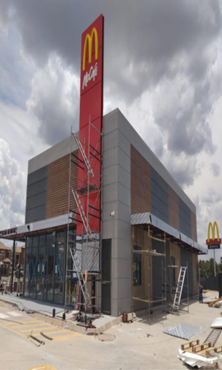 Village Mall Klerksdorp — Completed McDonald's pylon tower & shopfront