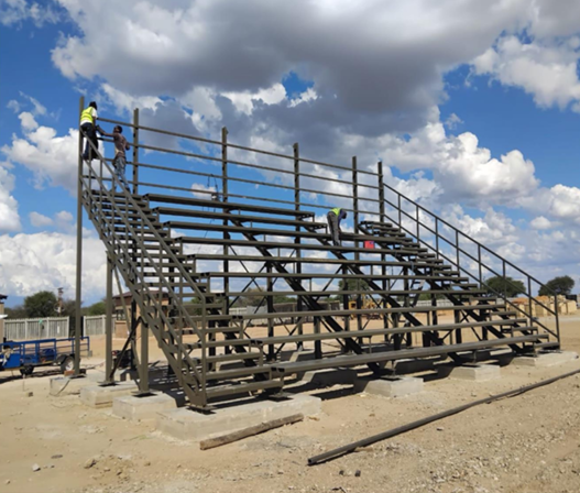 Logageng Sports Facility — Grandstand framework nearing completion