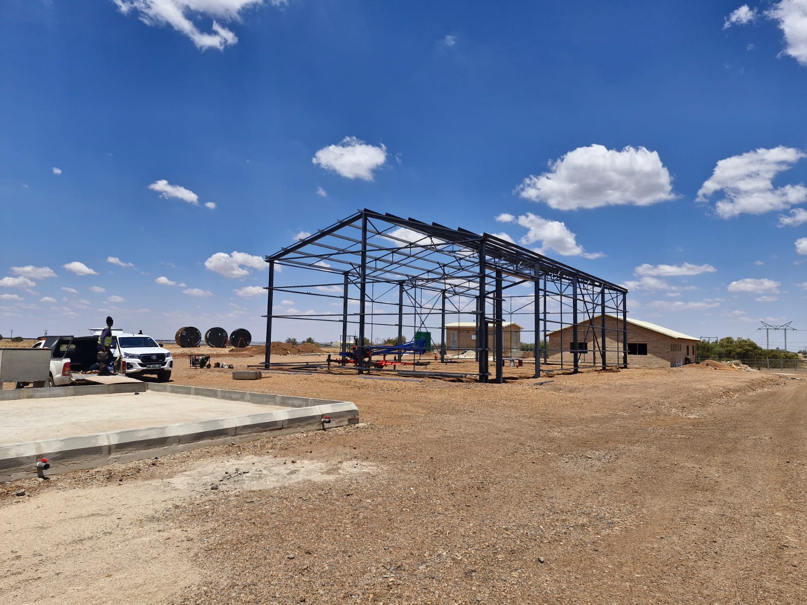 WBHO Solar Plant — Bakerville — Warehouse frame erected