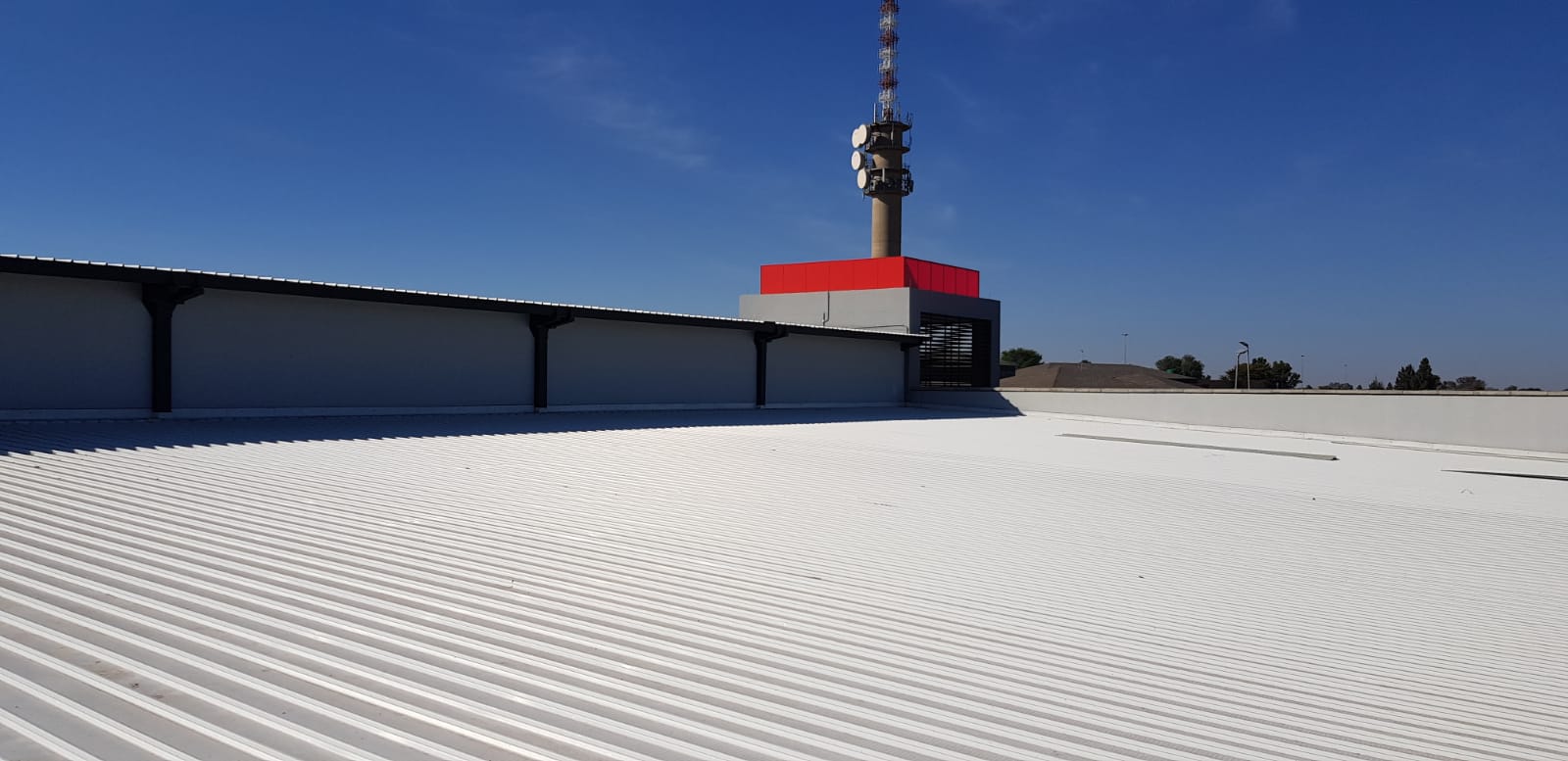Mega City Mall — Mafikeng — Roof installation complete — parapet & service block