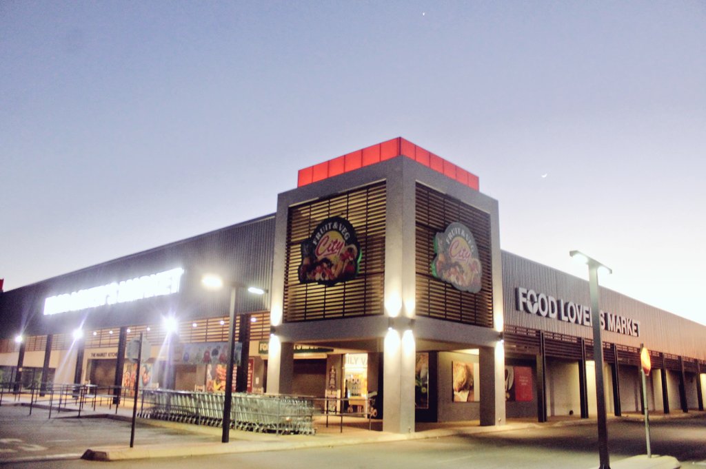 Mega City Mall — Mafikeng — Completed Food Lover's Market entrance — Mega City Mall
